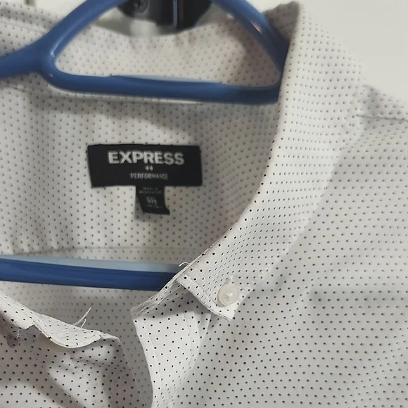 Express Men's White Patterned Button Down Shirt - Picture 2 of 3